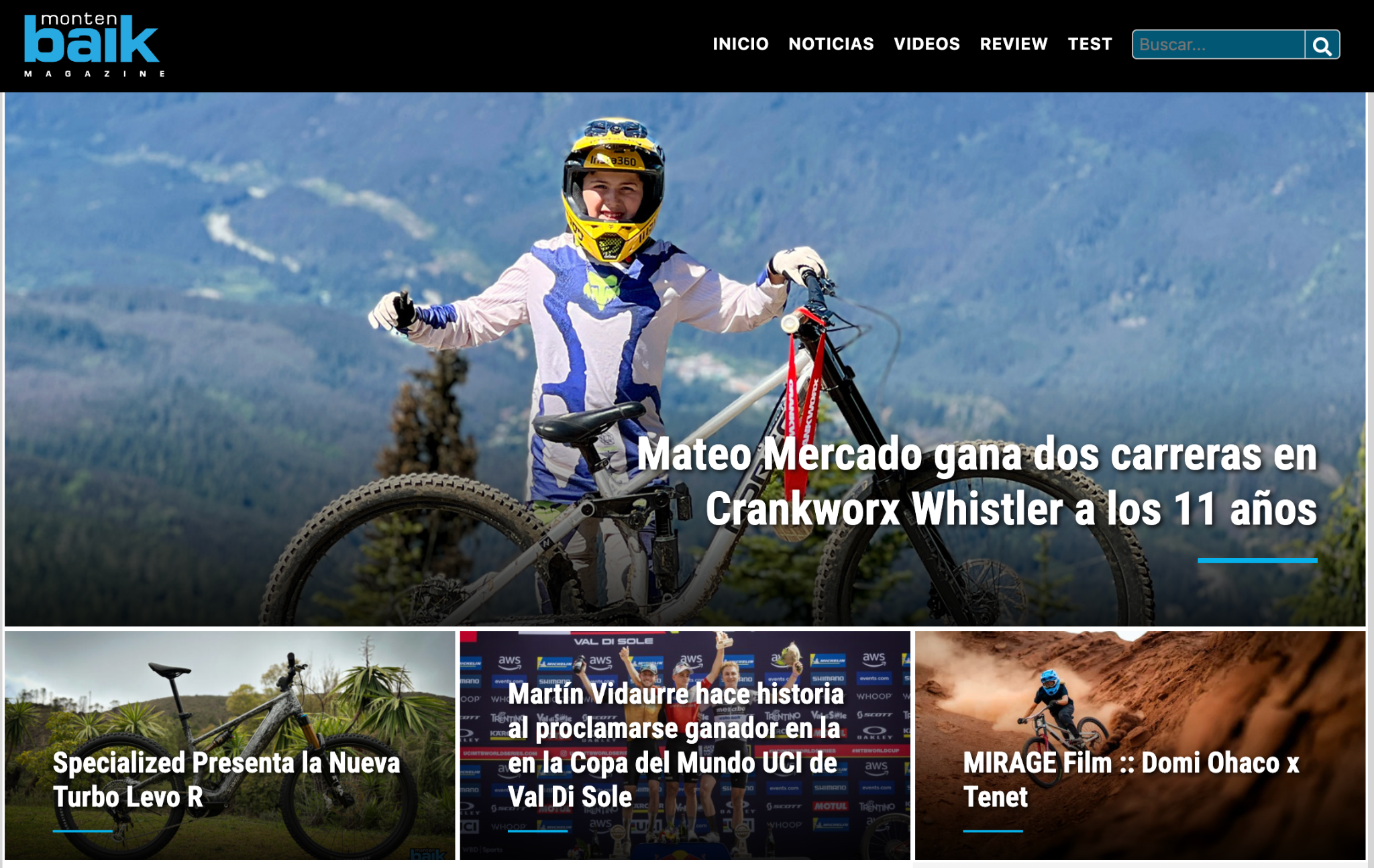 Portada de Montenbaik con noticia de Mateo Mercado